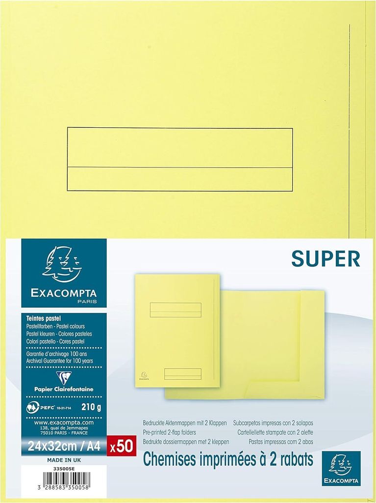 EXACOMPTA Aktendeckel SUPER 250 DIN A4 gelb 50 Aktendeckel