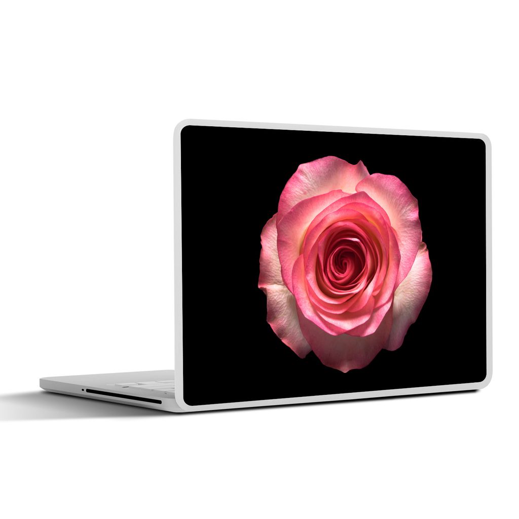MuchoWow Laptop Aufkleber Sticker Cover Rosen - Rosa - Schwarz 40x30 cm - Laptop Dekoration - Selbstklebend