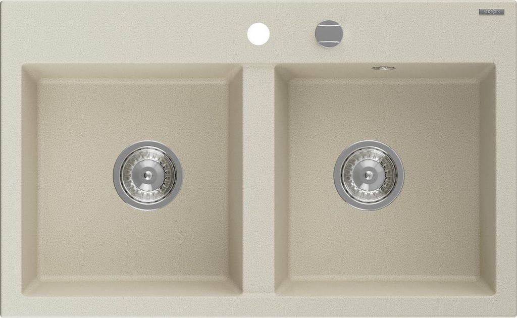 Mexen Hektor évier en granit 2 bacs 800 x 480 mm, beige, Image du produit 