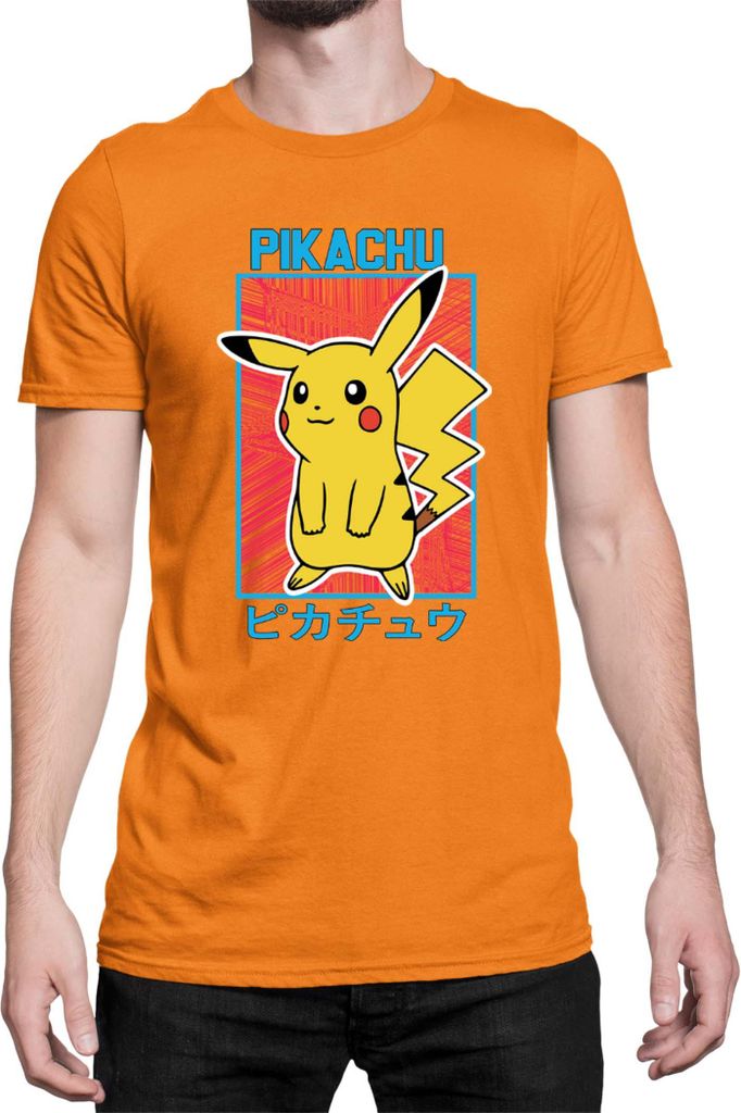 Herren T-Shirt Japan Manga Anime Comics Pokemon 034, Man 2XL / Orange