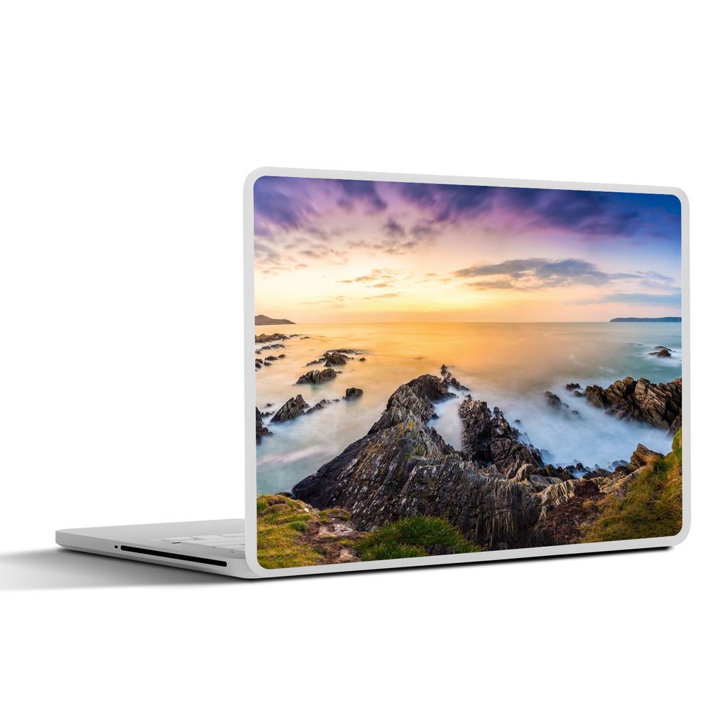 MuchoWow Laptop Aufkleber Sticker Cover Sonnenuntergang - Horizont - Wasser - Landschaft - Blau 30x22 cm - Laptop-Sticker