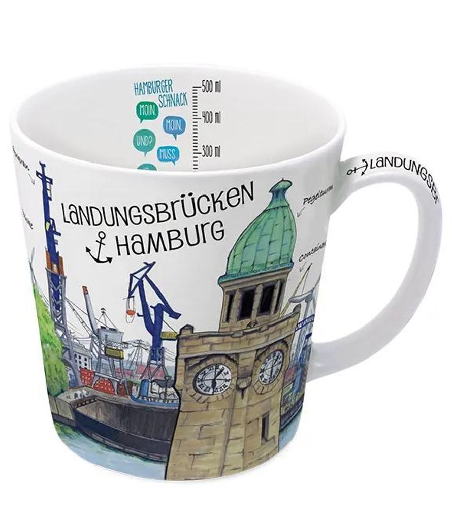 Kaffeebecher Hamburg Landungsbrücken, Kaffeetasse Tassen Teetassen, Hafen