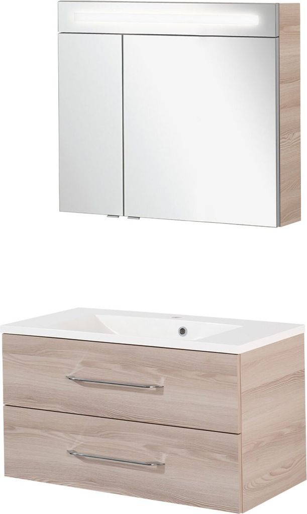 Fackelmann B.CLEVER Badmöbel Set 3-teilig, 90 cm, Braun Produktbild 
