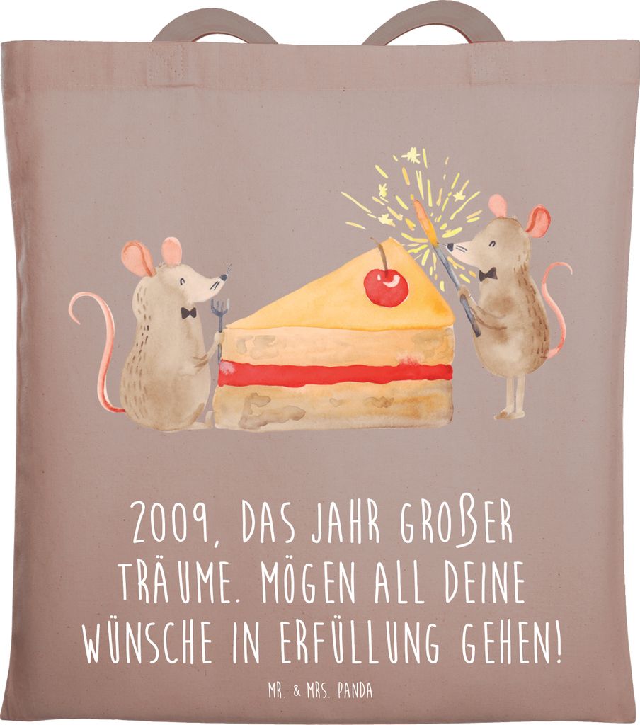 Mr. & Mrs. Panda Jutebeutel 2009 Geburtstag - Braun Pastell Produktbild 