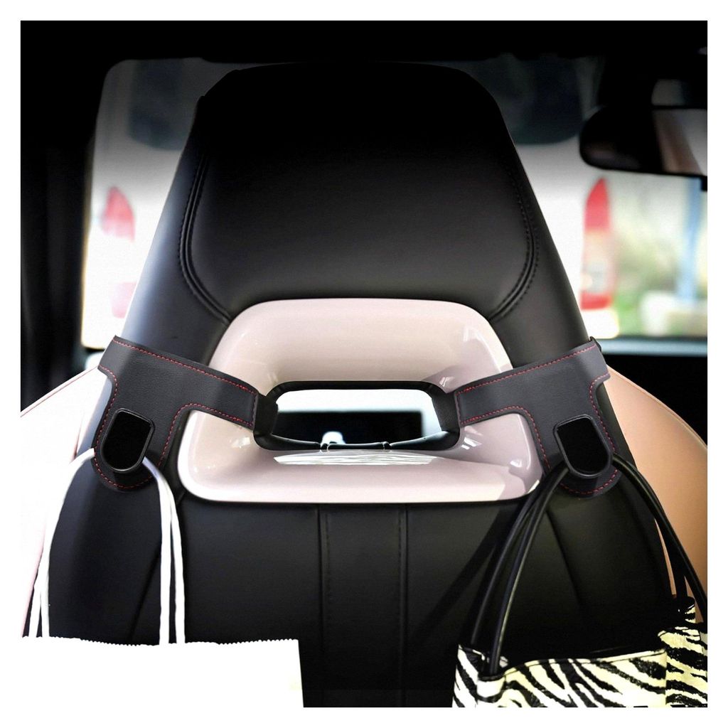 2-teiliges Leder-Auto-Doppelhaken-Set für Sportsitze, Organizer-Haken für Autositz-Rücksitz, Kopfstützen-Haken, Haken für Taschen, Geldbörsen...