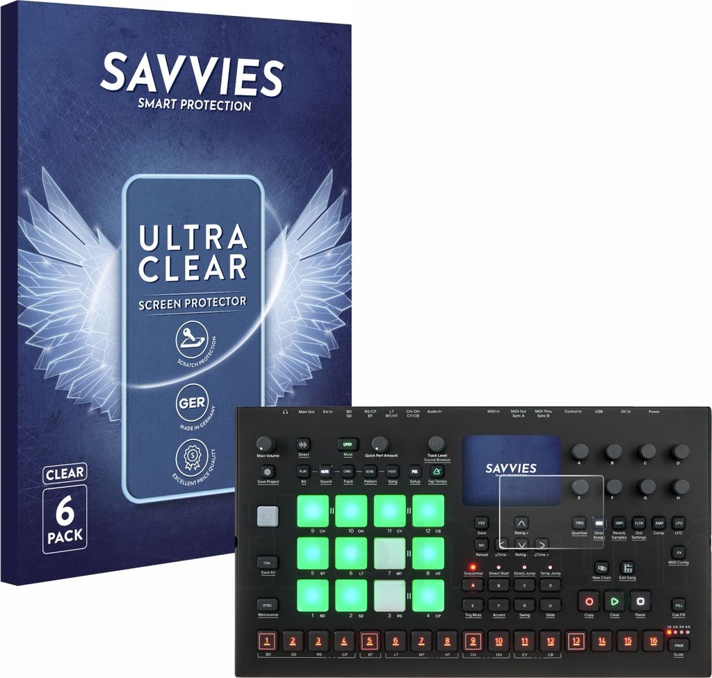 6x Für Elektron Analog Rytm MKII Schutzfolie Savvies Displayschutz Display Schutz Folie Klar Transparent