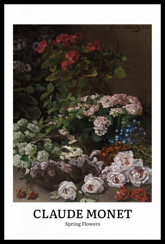 Plakat 40x60cm Design Frühling Blumen, Monet Vintage für das Wohnzimmer