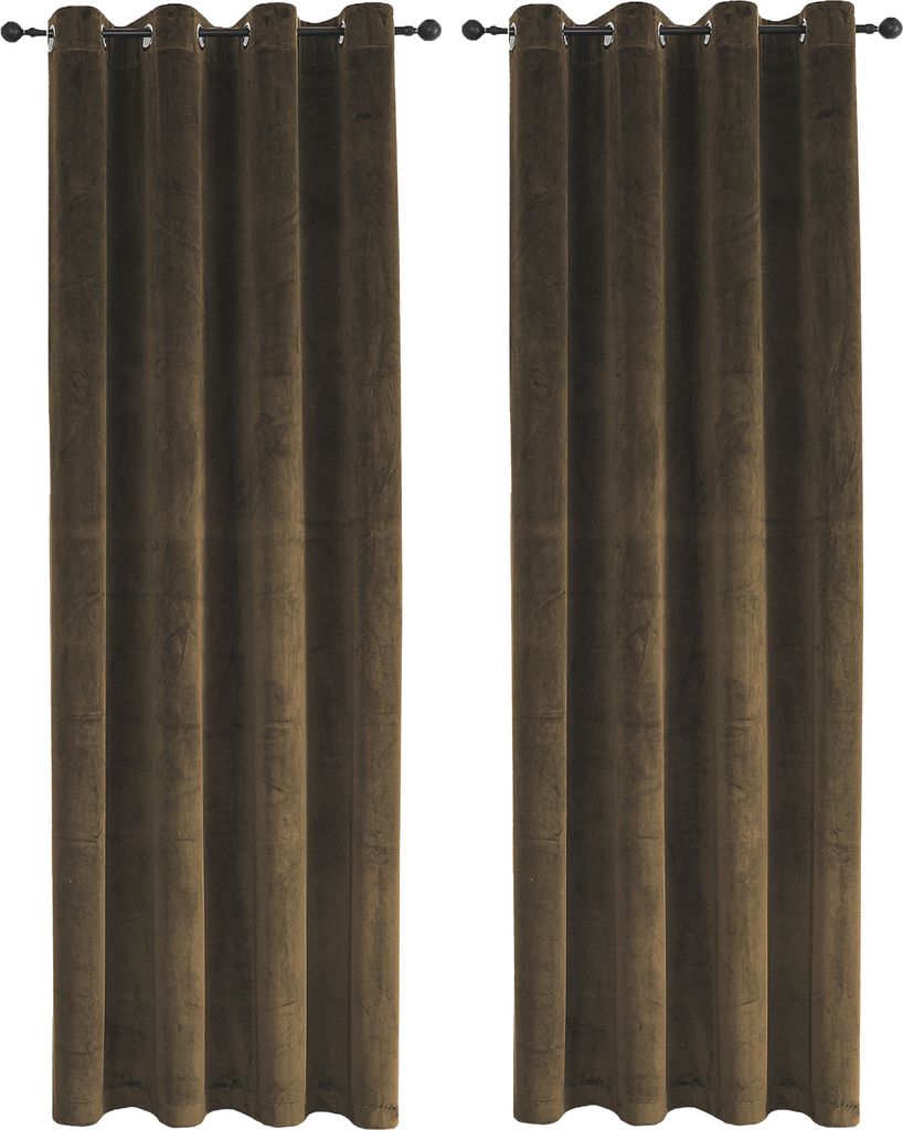 Samt Vorhäng 2er Set Braun Ösen 140x175 cm Verdunkelungsvorhang samtweich blickdicht Gardine