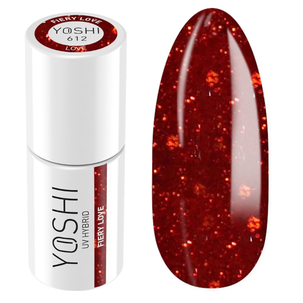 Yoshi | Hybrid-Nagellack - 612 Fiery Love - Hybrid-Gellack - Hybridlack - UV LED - 6ml - Profi Qualität - Rot