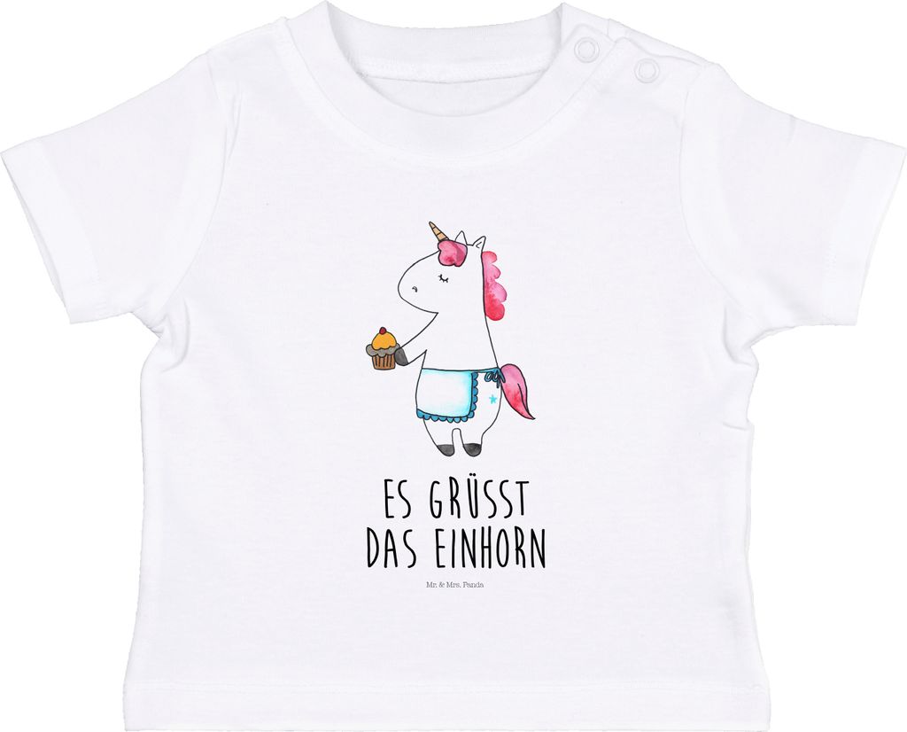 Mr. & Mrs. Panda T-Shirt Einhorn Muffin 0. - 6. Monat - Weiß - Geschenk, Organic Baby, Babyshirt, Glückwünsche, Kleinkind Shirt, Unicorn, Geburt...