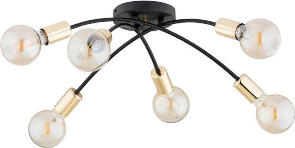 Plafonnier minimaliste LENSI MAX 6xE27 en métal noir mat haute qualité