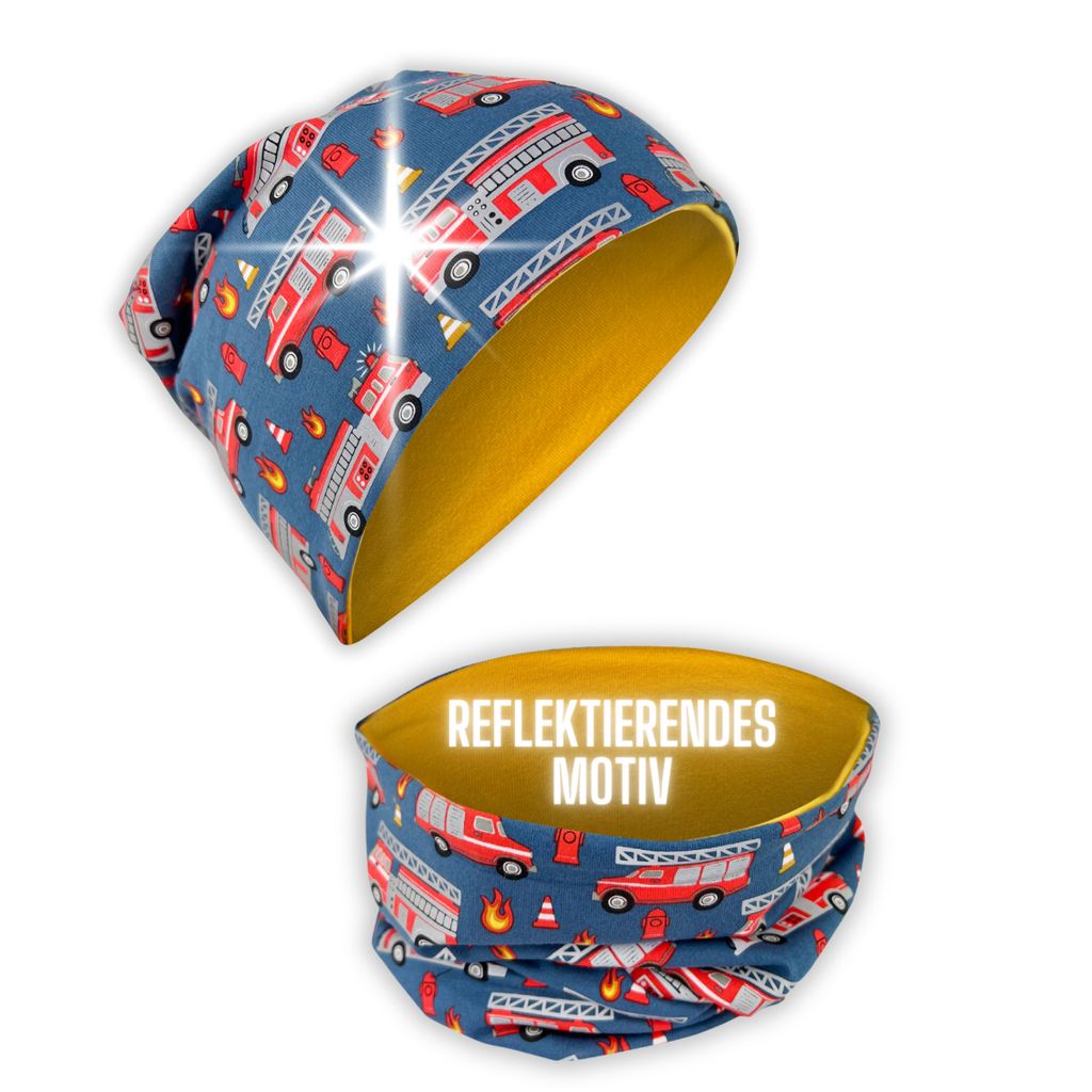 HECKBO 360° Reflektor Kinder Beanie Mütze & Loop Schal Set Produktbild 