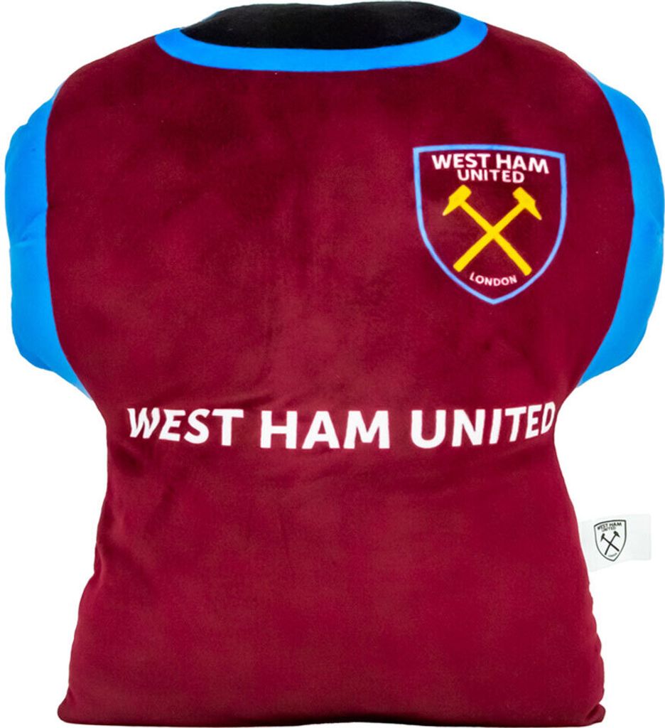 West Ham United FC - Kissen, Hemd TA11656 (39 cm x 37 cm x 12 cm) (Rotwein/Himmelblau)