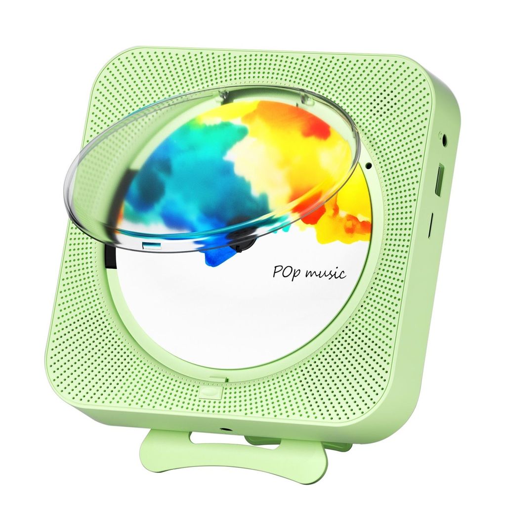 FORSMANO Multifunktionaler CD-Player mit Bluetooth, FM Radio, USB, TF-Karte, Kopfhöreranschluss, LED Display, Wiederholung & Timer, Grün