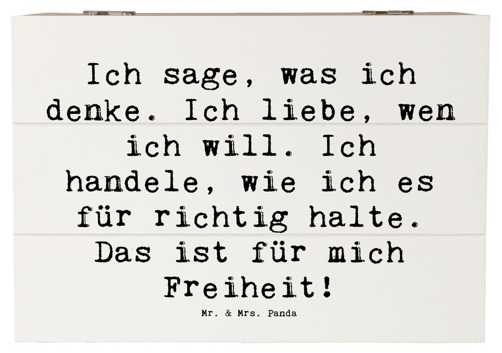 Mr. & Mrs. Panda Holzkiste Spruch Freiheit Leben 22 x 15 cm - Weiß - Geschenk, Motivation, Lebensgefühl, Zitat, Schatulle, starkes Statement, Ged...