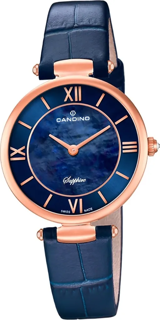 Montre à quartz analogique Candino C4671/2 avec bracelet en cuir bleu