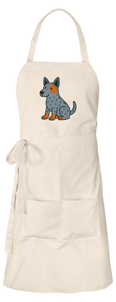 Huuraa Schürze Australian Cattle Dog Comic Heeler Natur mit Taschen Baumwolle Kochschürze Geschenkidee