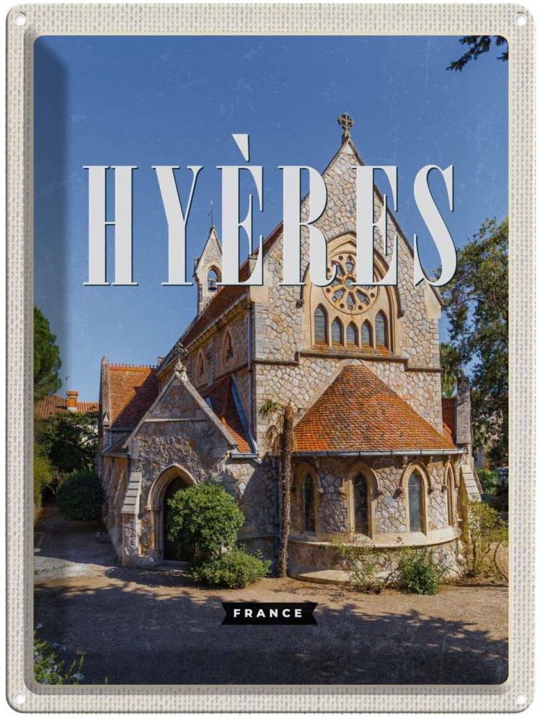vianmo Blechschild 40x30 cm Hyères France Hafenstadt Bildmotiv Reisemotiv Abenteuer Reisen Straße Stadt Urlaub