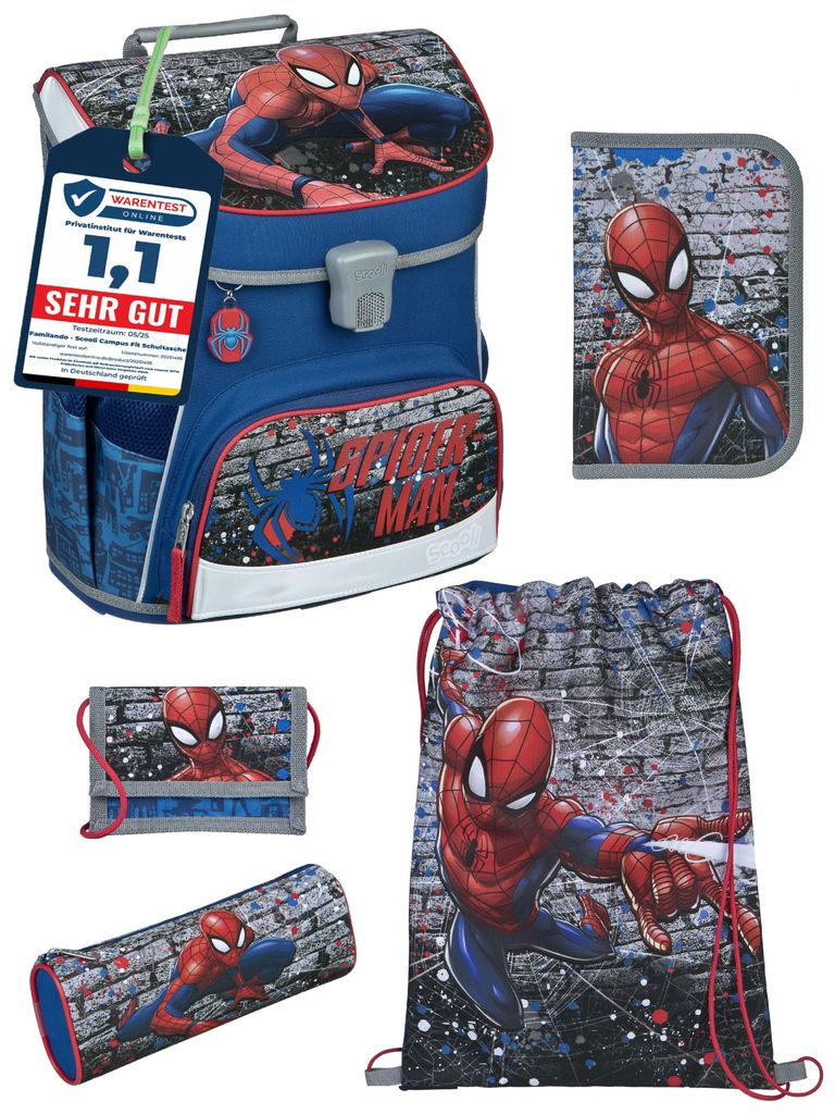 Scooli Ranzen-Set 5-teilig SPIDER-MAN Schulranzen Set mit Federmäppchen