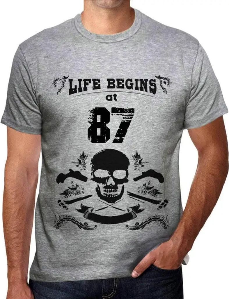 Herren Grafik T-Shirt Das Leben beginnt mit 87 – Life Begins at 87 – Geschenk 87. Geburtstag Jahrestag 87 Jahre Jubiläum 87 Jährige Mann Jahr...