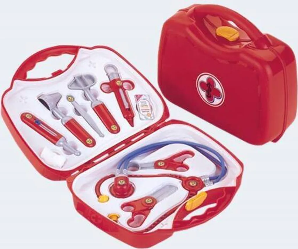 Mallette médicale enfant rouge et grise 12 pièces avec stéthoscope pro - 25