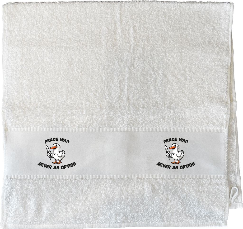 Huuraa Handtuch Peace was never an option Gans 50x100cm White Baumwolle Handtuch Geschenkidee