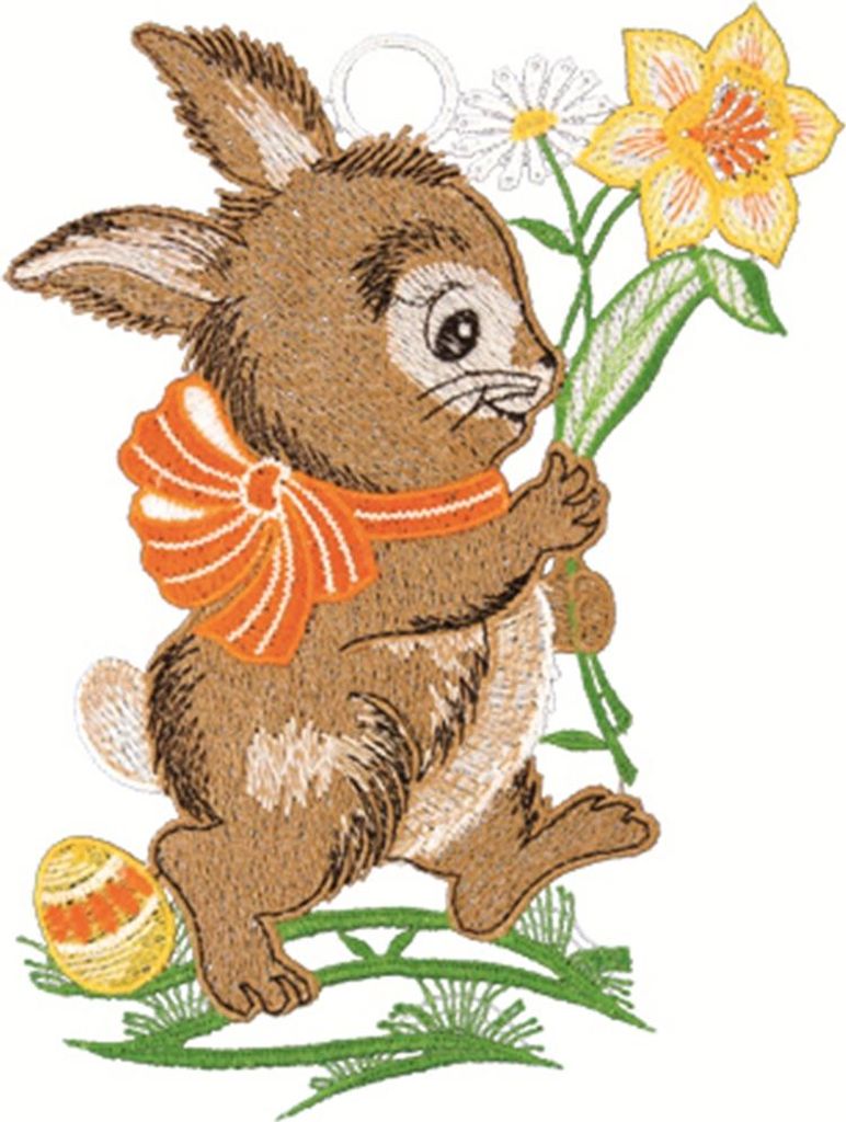 Fensterbild "Hase", farbig, 16 x 22 cm, Plauener Spitze