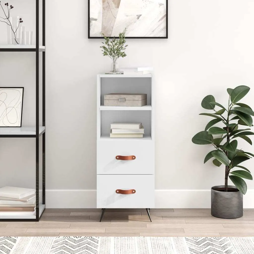 VidaXL Credenza Bianca Lucida 34,5x34x90 cm | Mobiletto Salvaspazio Moderno