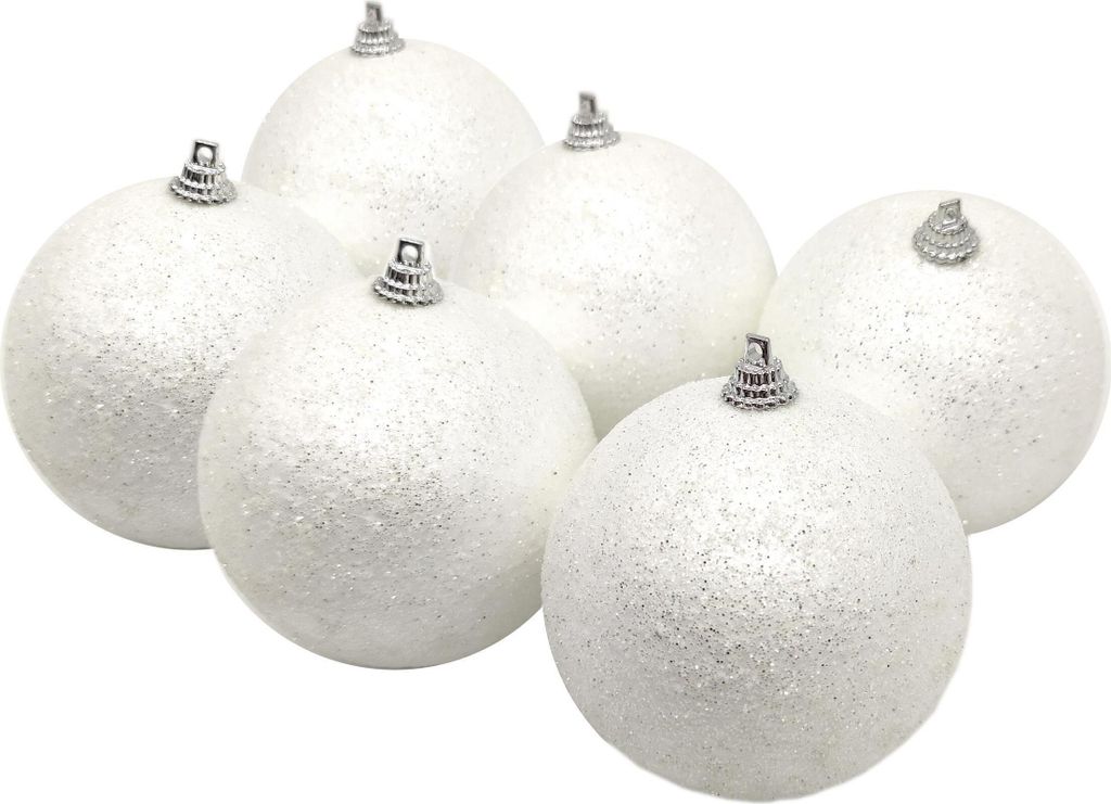 Weihnachtskugel mit Glitzer Ø6cm 6 Stück weiß Produktbild 