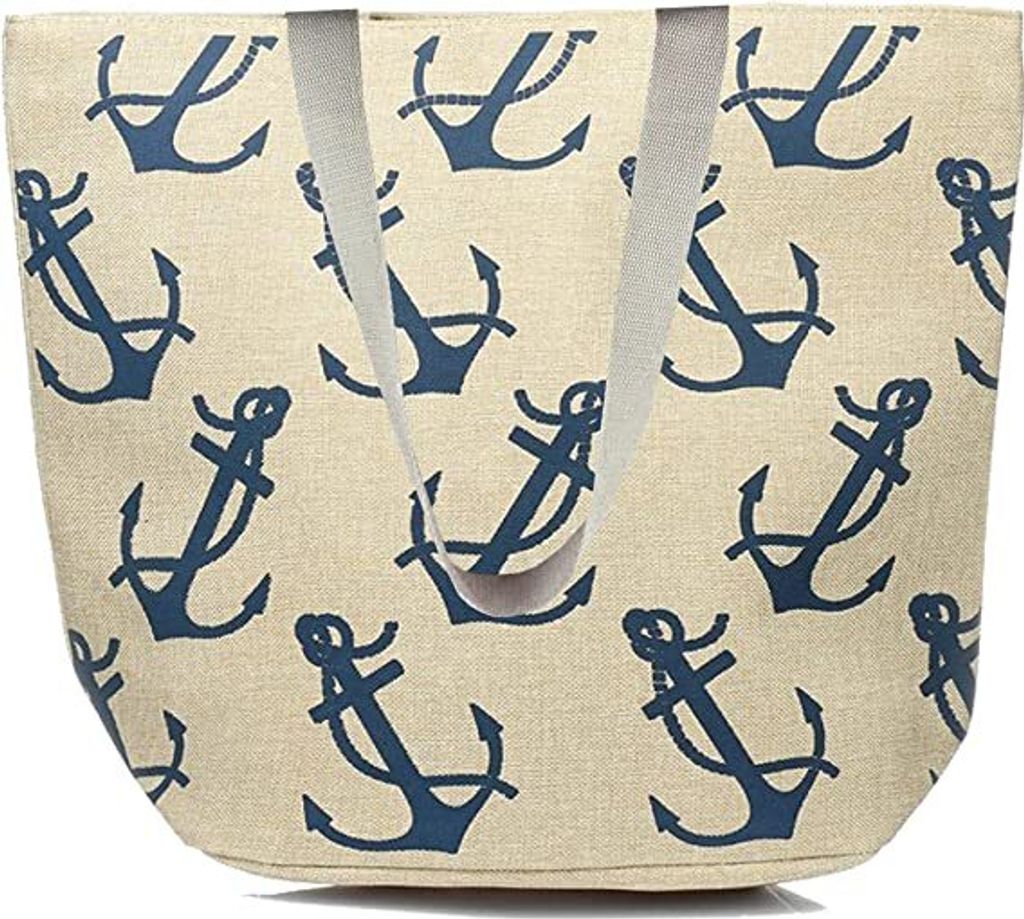 BambiniWelt by Rafael K. Strandtasche mit Reißverschluss XXL Beachbag Shopper Einkaufstasche Schultertasche für Damen