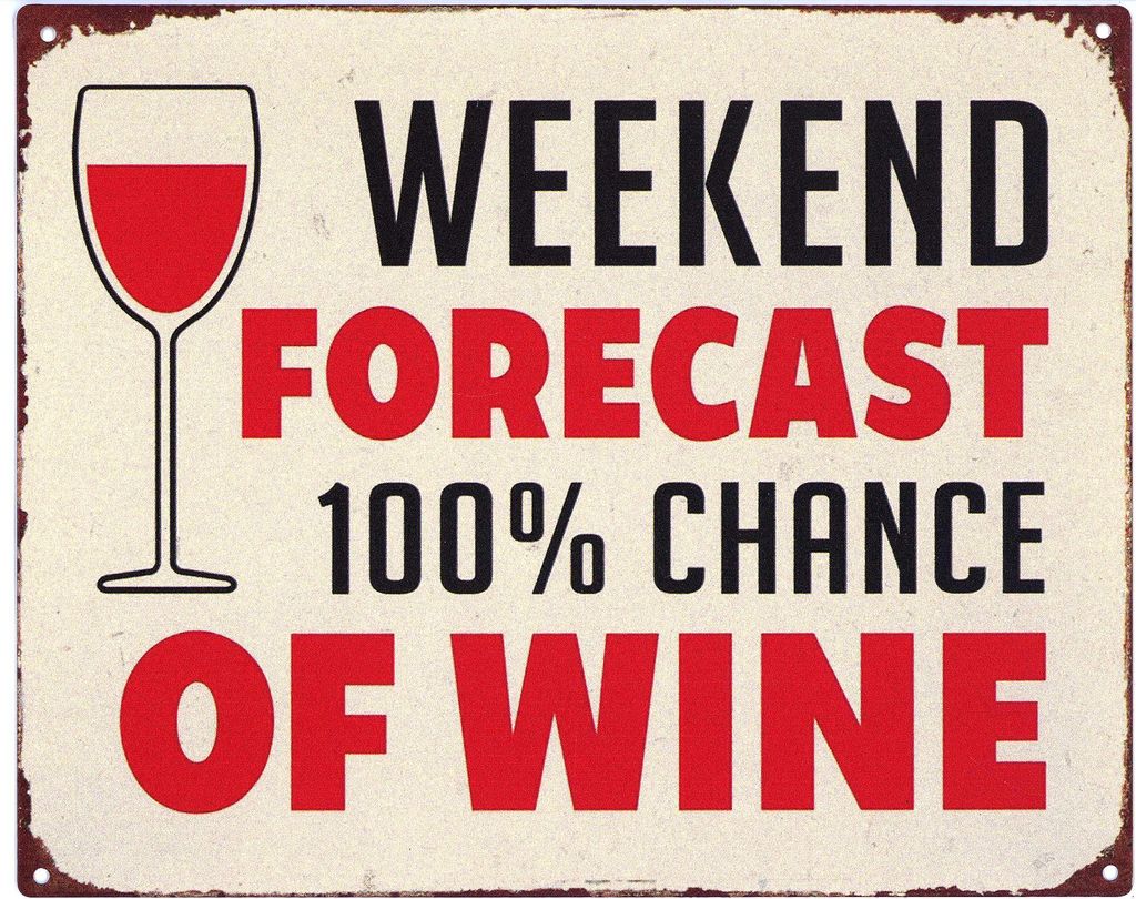 Moritz Deko Blechschild Weekend 100% Chance of Wine Retro Geschenk-Idee aus Metall Vintage-Design zur Dekoration