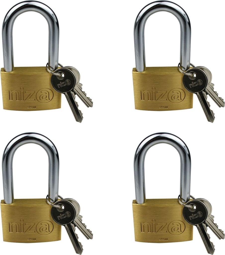 4er Set Vorhängeschlösser 60mm Bügelschloss Kofferschloss gr.Bügel Kellerschloss
