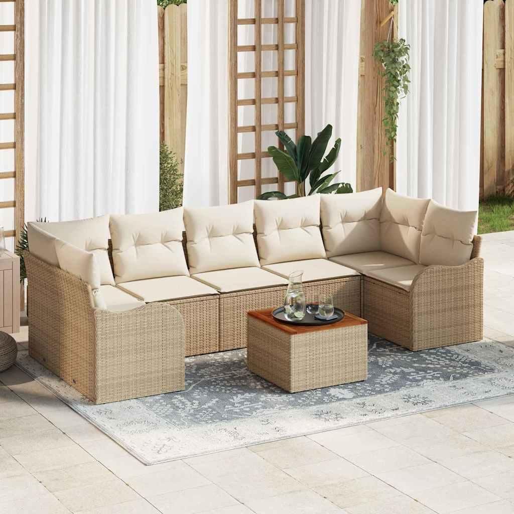 Maison Exclusive - Gartensofa-set mit Speicher 8 pcs Beige und Creme Poly-Rattan