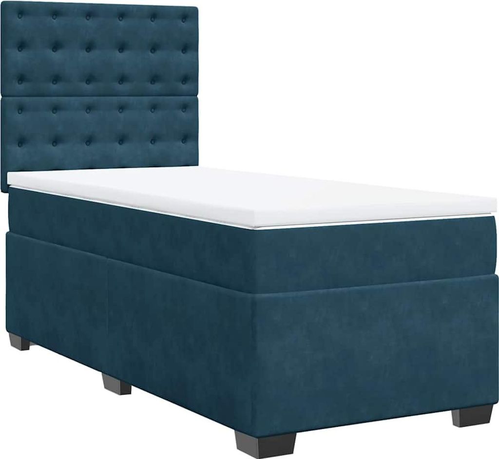 vidaXL Boxspringbett mit Matratze Blau 90x190 cm Samt