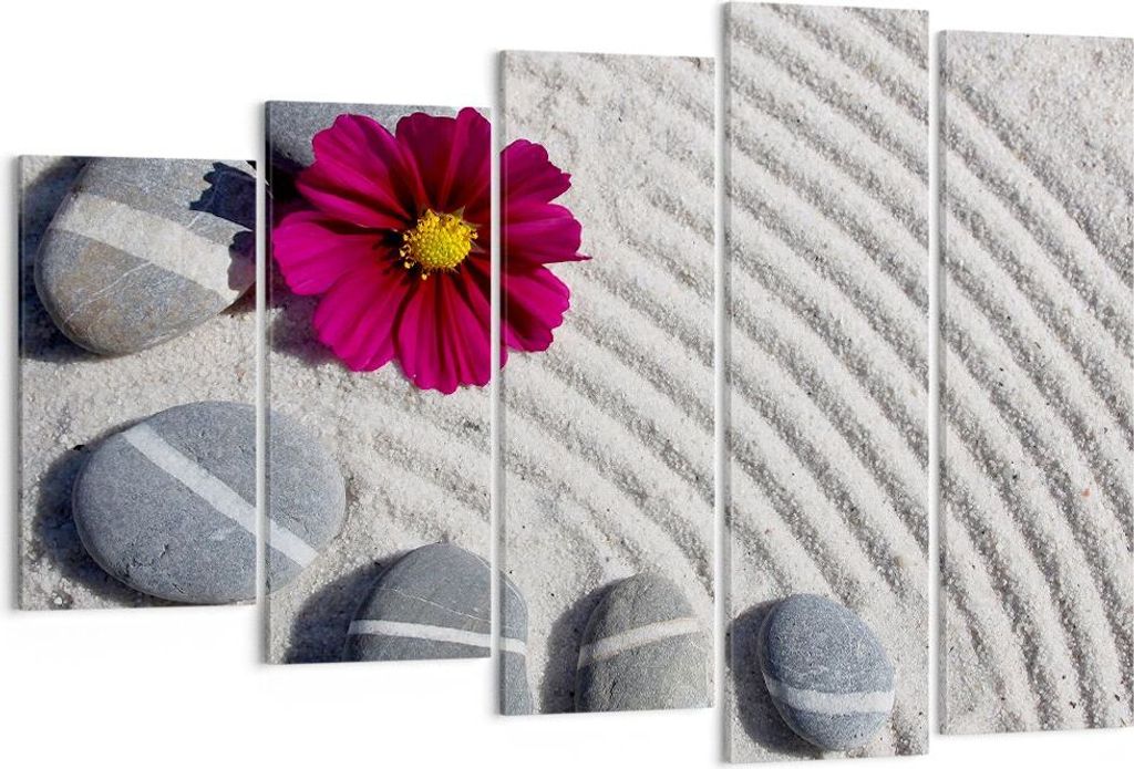 Bild auf Leinwand - Leinwandbild - Zusammensetzung Steine Entspannung - 150x100cm - Wand Bild - Wanddeko - Leinwanddruck - Bilder - Kunstdruck - Le...