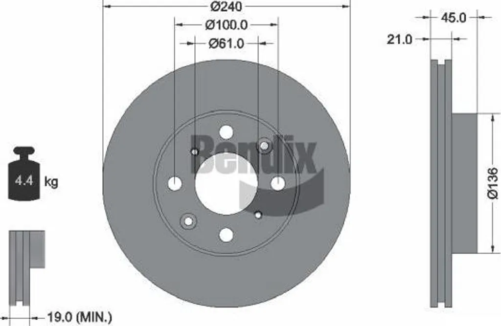 Éliminez les vibrations : Disque de frein Bendix BDS1960 pour Civic OE