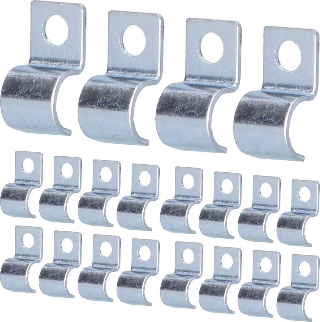 20 Stück Einloch-Rohrschelle, verzinkter Edelstahl-Clip für Ruuber-Ring-Rohre, 16 mm