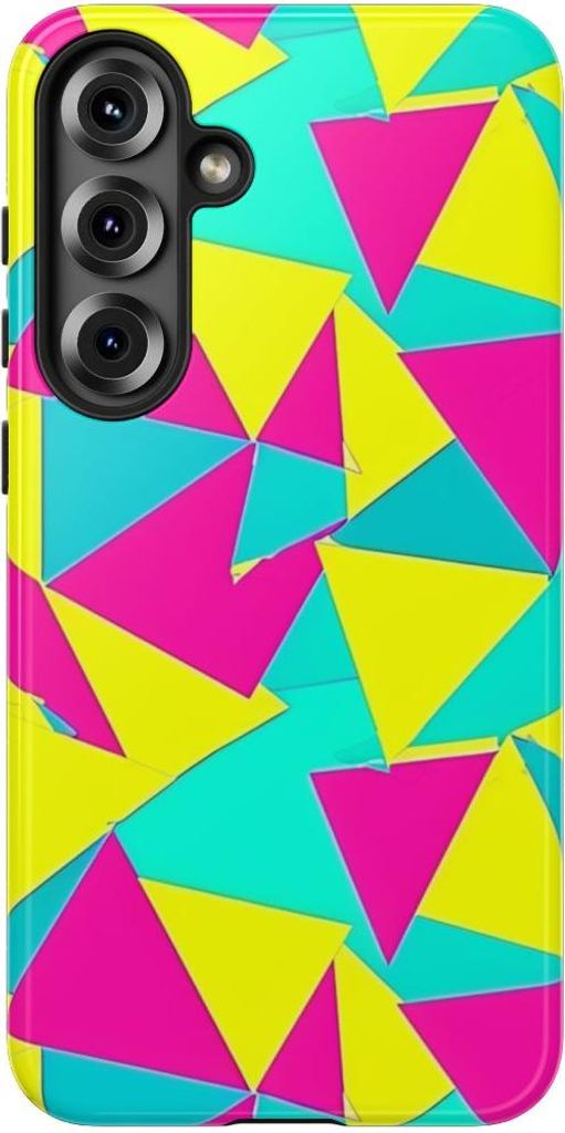 Leuchtende Dreiecke im Neon-Look – Hülle Kompatibel mit Samsung Galaxy S25 Plus