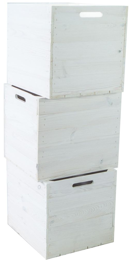 3er set Holzkiste weiß passend für Kallax und Expeditregale Produktbild 