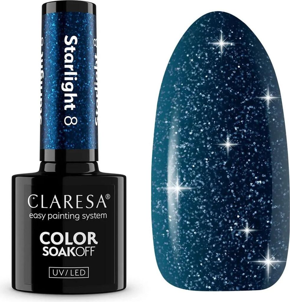 Claresa | Hybridlack Starlight 8 - 5 G - Intensiver Glanz - Tragezeit Bis Zu 3 Wochen - Einfache Anwendung