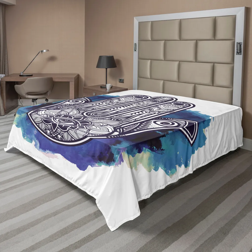 Drap de Lit Douceur Aquarelle 275x260 cm Ethnique en Tissu Confortable