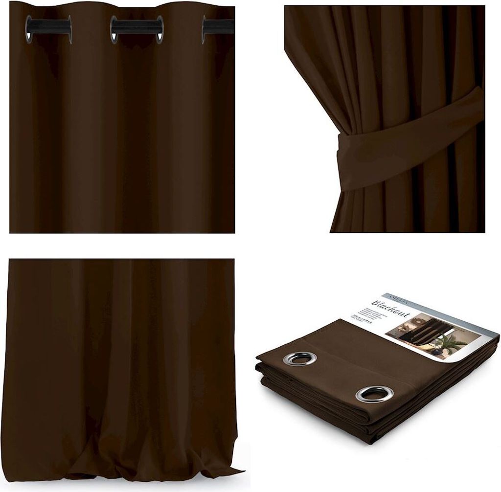 Vorhang Blackout mit Ösen Aufhängung-140x175cm (B x H)Braun Produktbild 