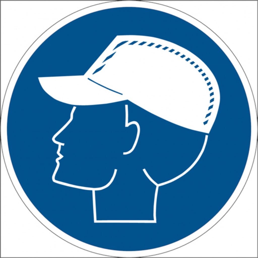 Dreifke Kunststoff-Schild "Anstoßkappe tragen", Ø20cm, 1 Stück, Praxisbewähr...