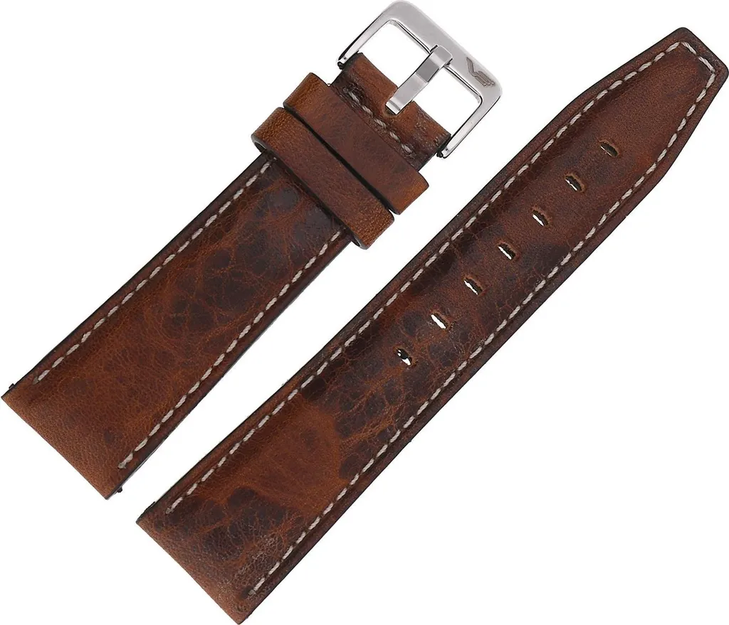 Ceinture Gaz-14 Cuir 565 E551 Marron Lisse avec Surpiqûres Blanches