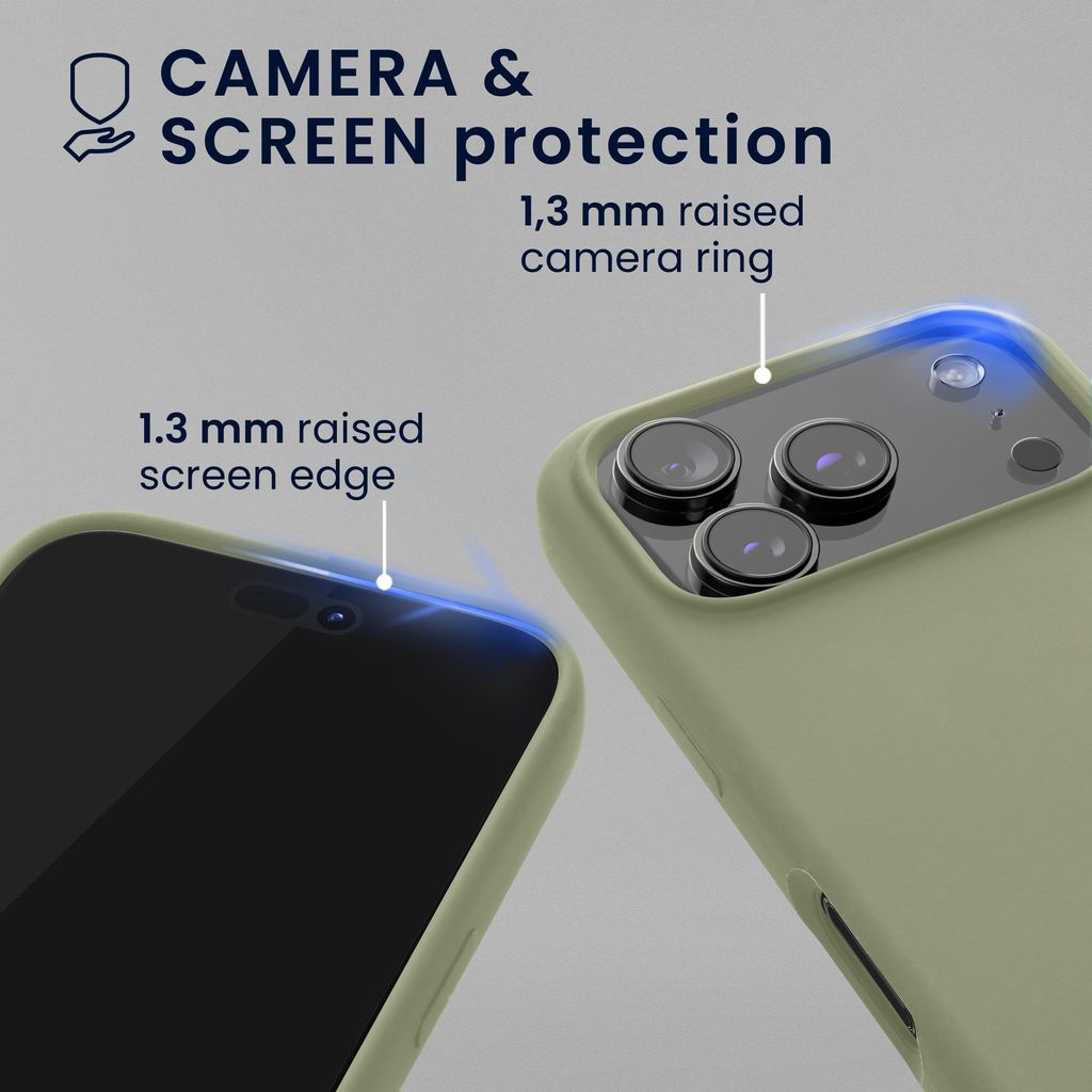 kwmobile Hülle kompatibel mit Apple iPhone 17 Pro Max Hülle - magnetisches Silikon Case kompatibel mit MagSafe - Cover gummiert Graugrün