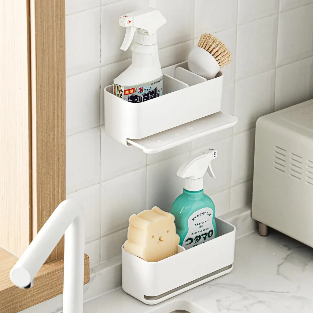 Organisateur de rangement mural sans perçage pour douche et cuisine, 2x