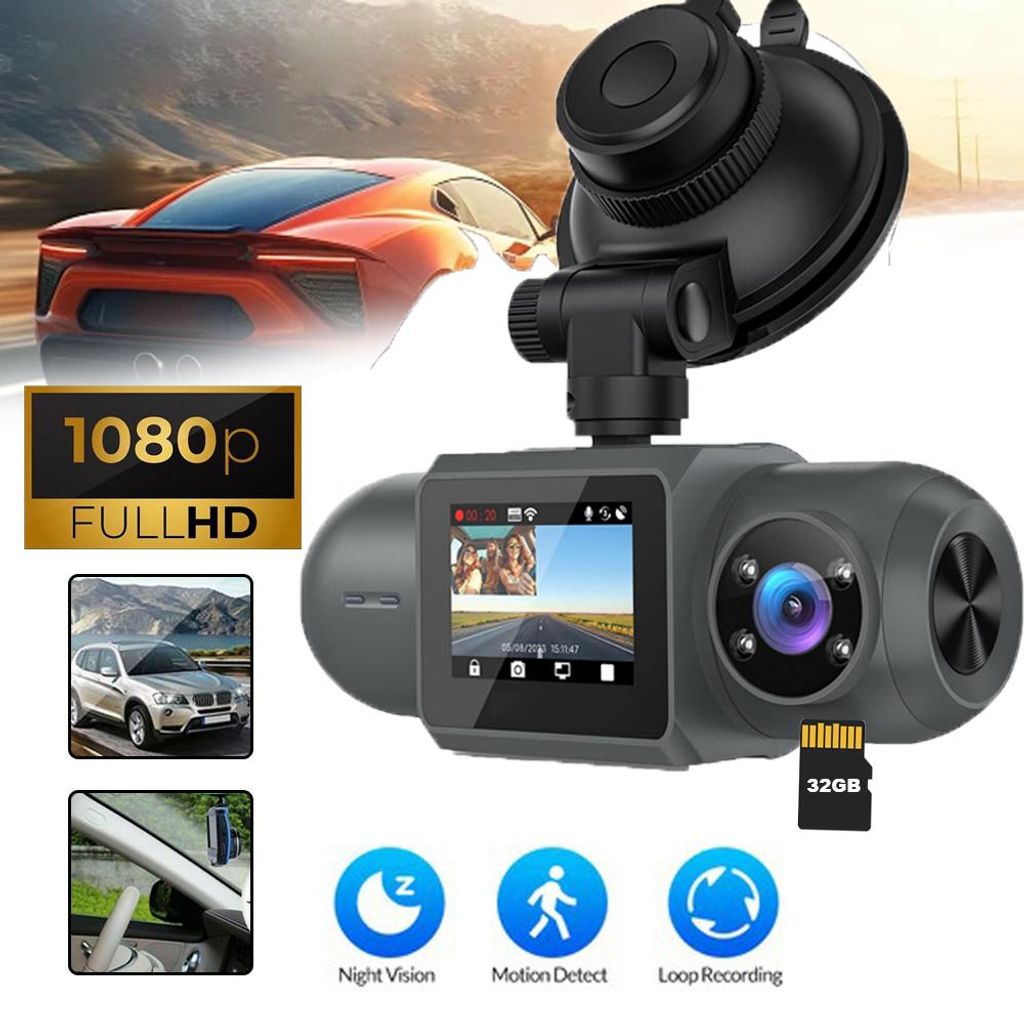 Dashcam Auto 1080P Dash Cam Vorne Innen mit 32GB TF-Karte Autokamera mit Parküberwachung