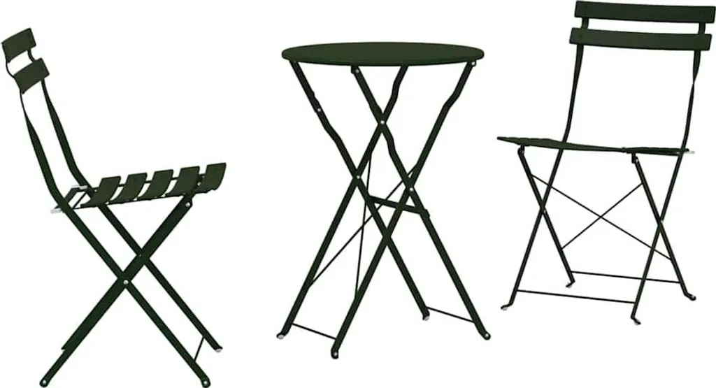 vidaXL Set Bistrot Pieghevole 3 Pezzi in Acciaio Verde Scuro - Offerta