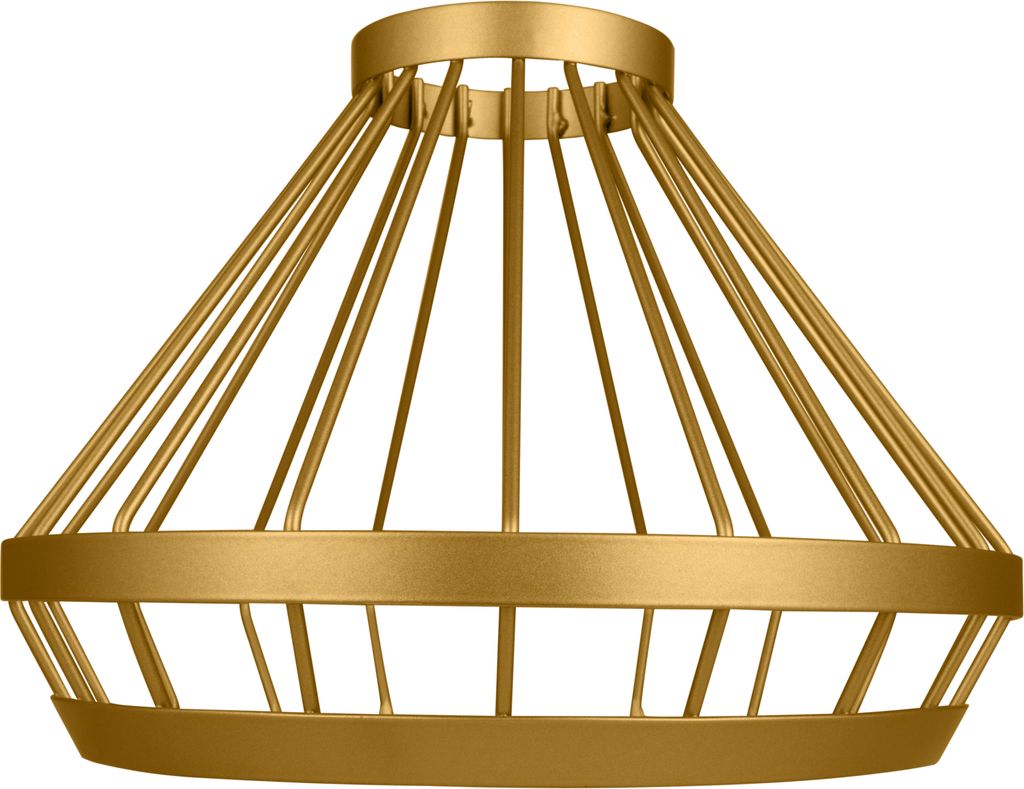 A gold colored lamp shade cage.