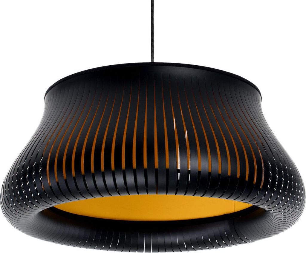 Hängelampe E27 D: 40 cm rund H: max. 82 cm in Schwarz Gold Modern Pendelleuchte